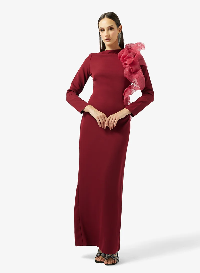 Column Dress With Statement Ruffle